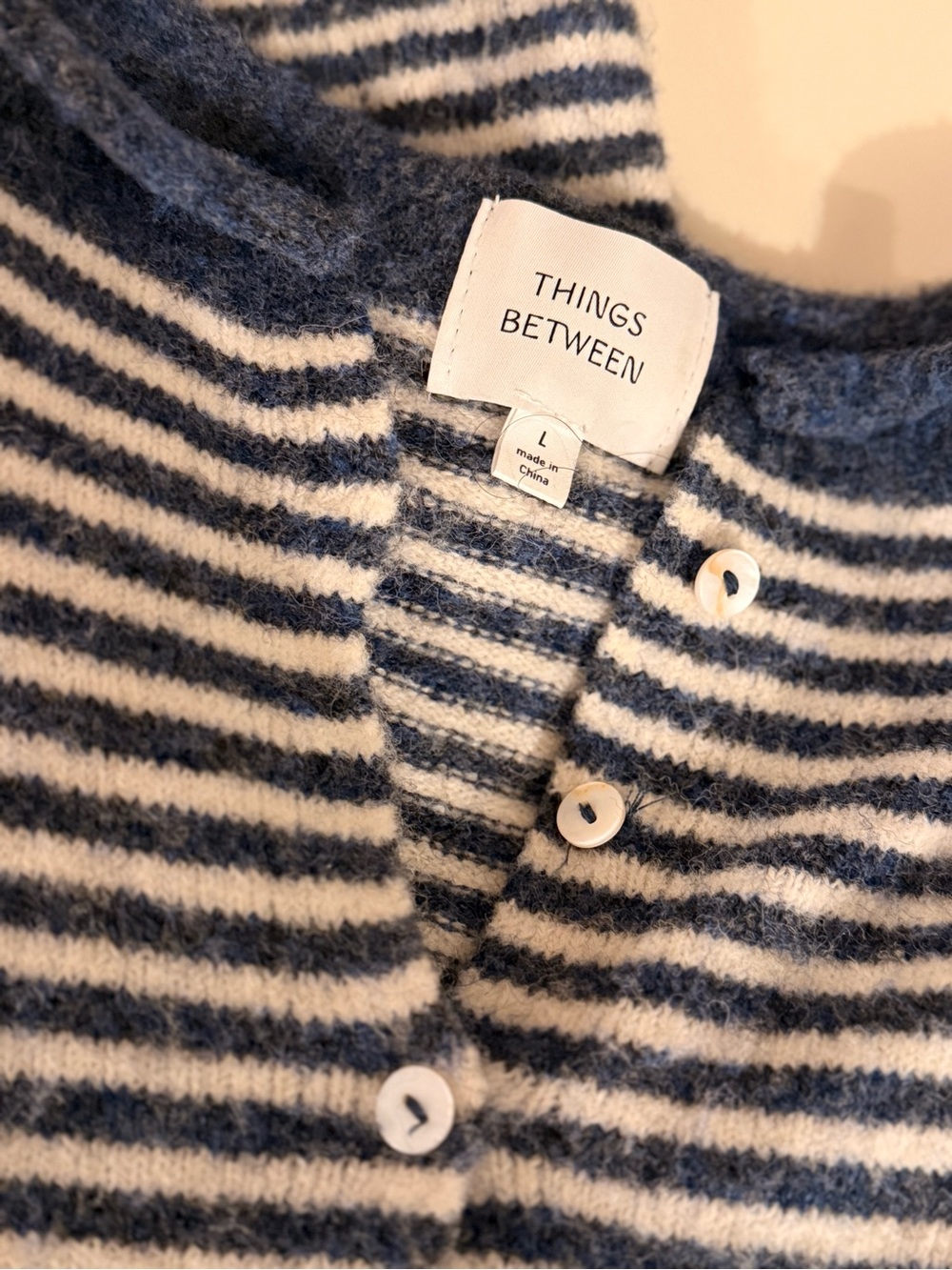 Things Between Blue and Cream Striped Button-Down Cardigan - Picture 2 of 2